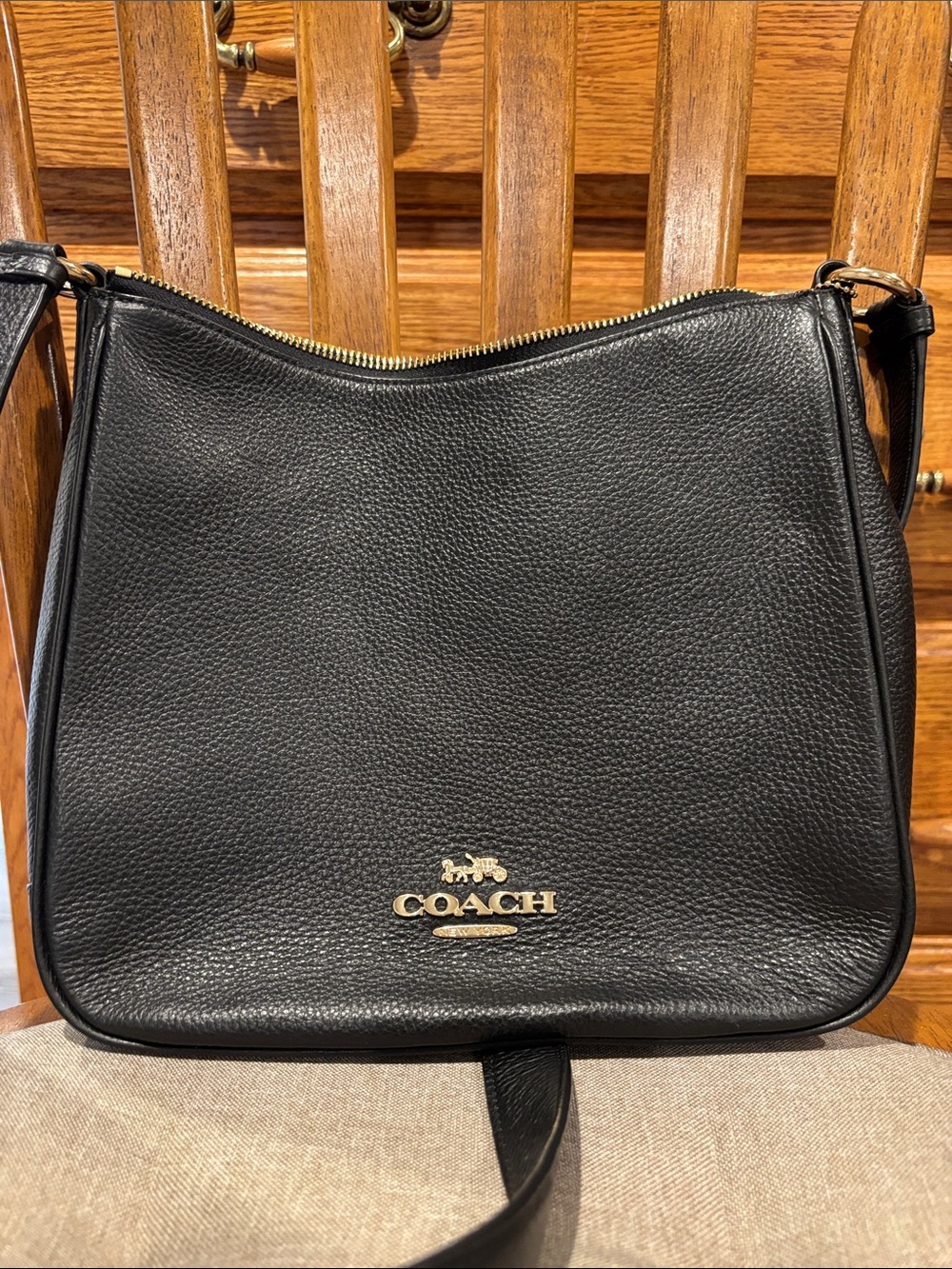 Coach Black Pebbled Leather Shoulder Bag with Gold Hardware